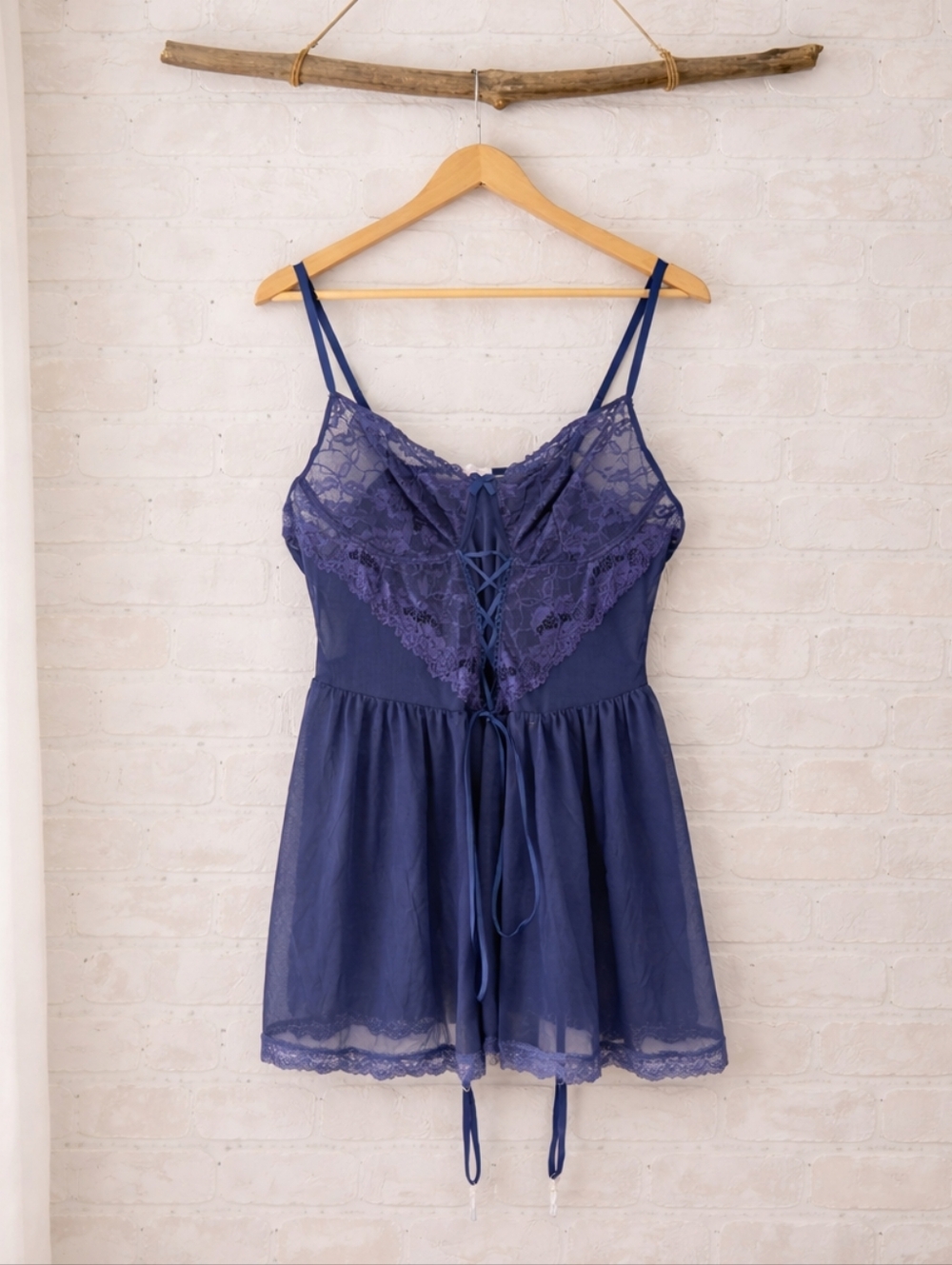 NWT Avid Love Navy Lace-Trim Chemise Babydoll Size 4XL
